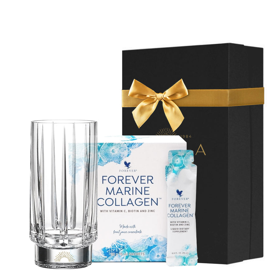Zestaw wellness Szklanka kryształowa Pekalla  & Forever Living Marine Collagen