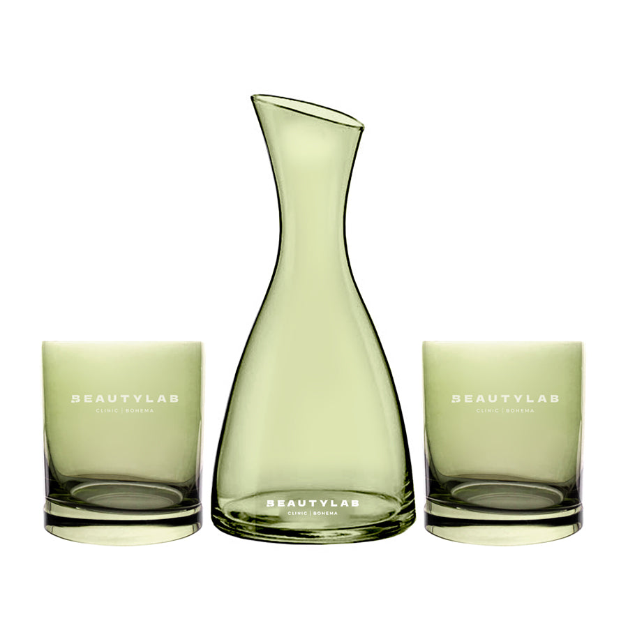 Vaso II Karaffe + Whiskygläser aus Kristall Malachit, 2 Stück, 240ml