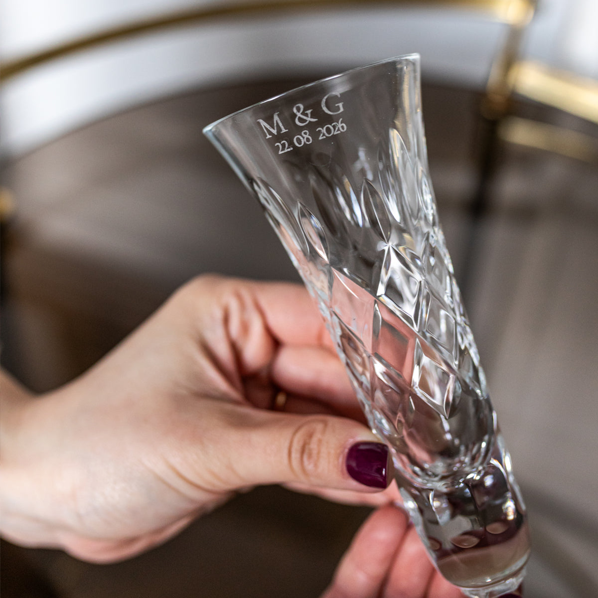 Lavo crystal champagne glasses with engraving, 2 pcs, 140ml 