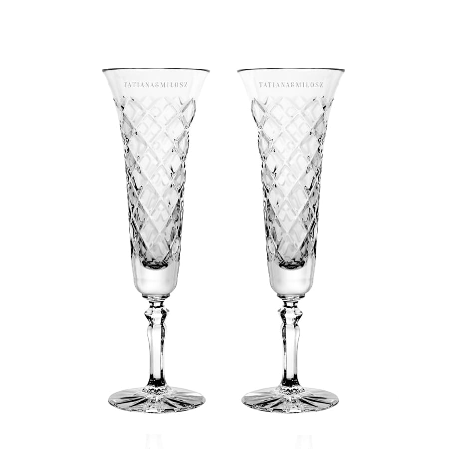 Iris kieliszki kryształowe do szampana z grawerem, 2szt, 140ml